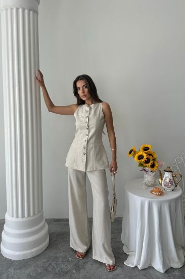 KETEN YELEK - PANTOLON TAKIM - Taş resmi